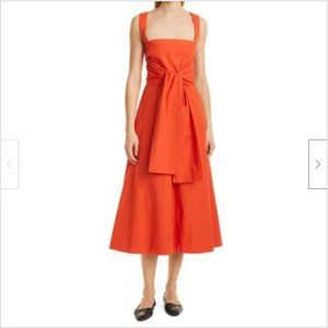 NWT Proenza Schouler Orange Cotton Poplin Apron Midi Dress 0